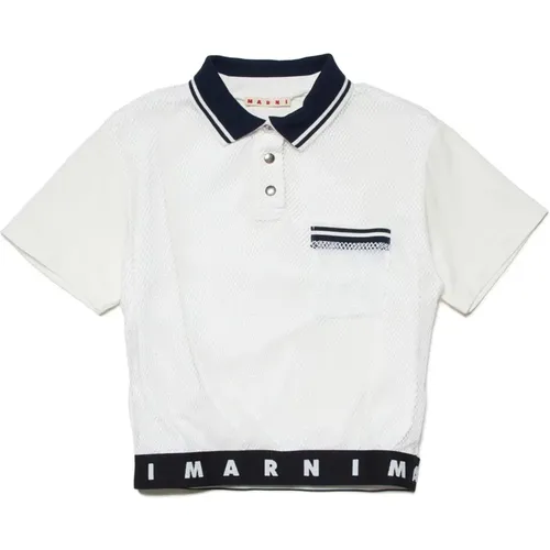 Polo T-Shirt mit Mesh und Logo-Bund - Marni - Modalova