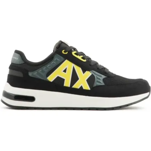 Schwarze Sneakers mit Wildleder-Einsätzen , Herren, Größe: 43 EU - Armani Exchange - Modalova