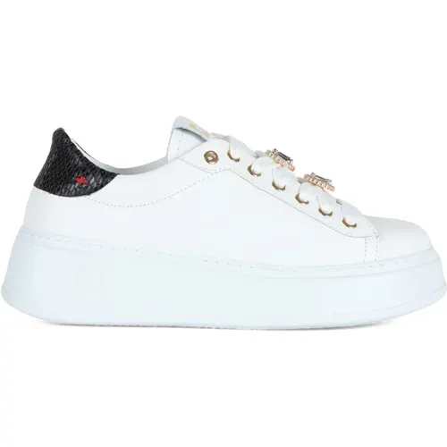 Leather Sneakers with Removable Detail , female, Sizes: 7 UK, 6 UK, 8 UK - Gio+ - Modalova