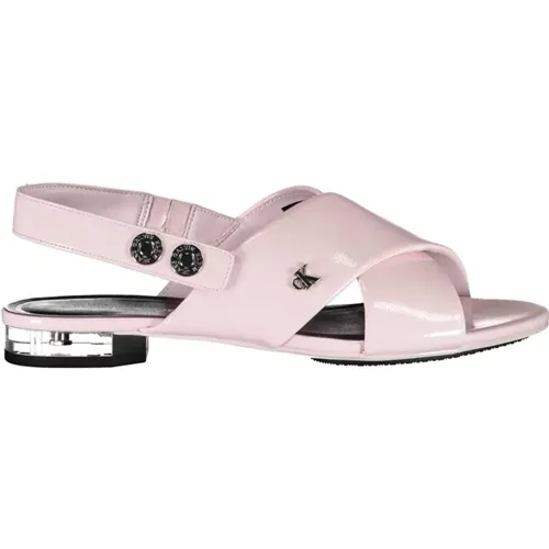 Rosa Crossover Flache Sandalen , Damen, Größe: 38 EU - Calvin Klein - Modalova