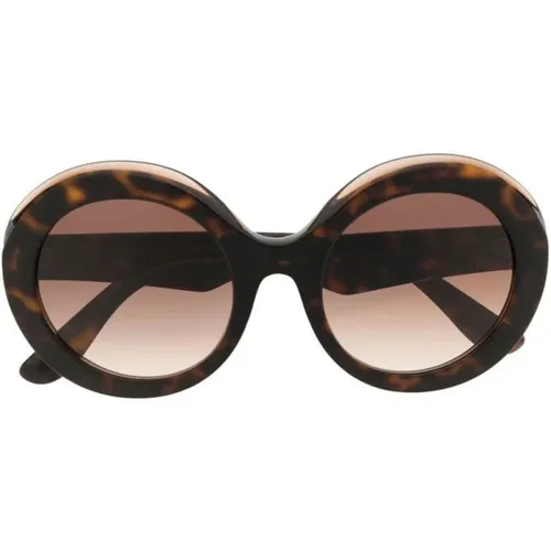 Stilvolle Sonnenbrille mit braunem/hawaiianischem Rahmen und ovalen Gläsern - Dolce & Gabbana - Modalova