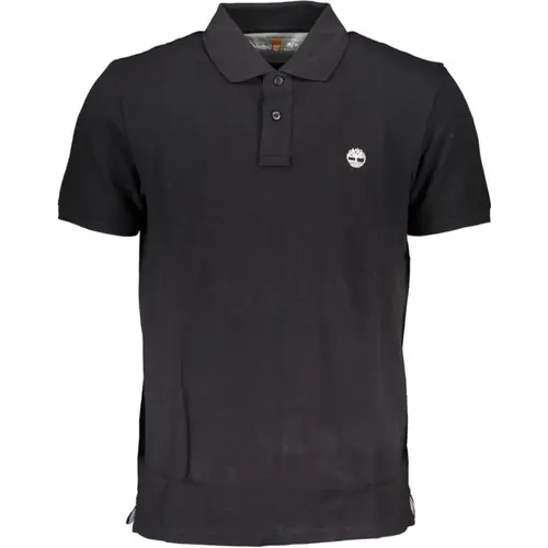 Schwarzes Baumwoll-Poloshirt mit kurzen Ärmeln , Herren, Größe: M - Timberland - Modalova