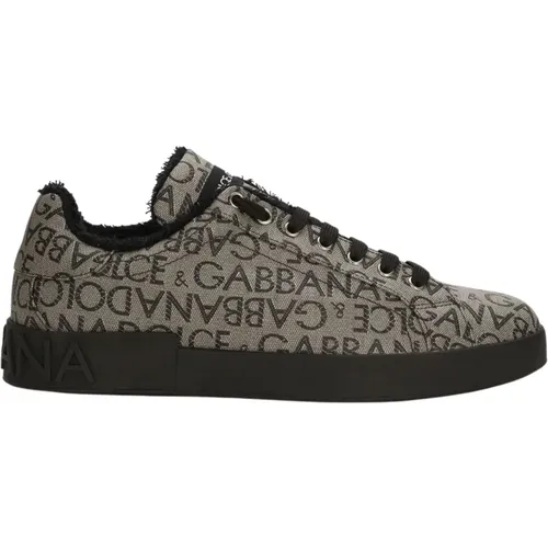 Portofino Sneaker Jacquard Stoff , Herren, Größe: 40 1/2 EU - Dolce & Gabbana - Modalova