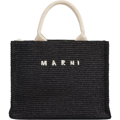 Kleine Tote Raffia-Effekt Stoff - Marni - Modalova