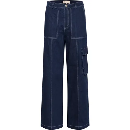 Cargo-inspirierte Raw Denim Hose , Damen, Größe: S - LOUNGE NINE - Modalova