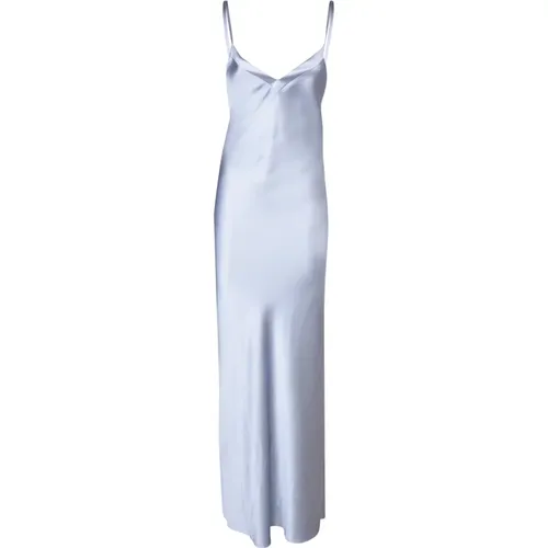 Blaues Satin Slip Kleid Eleganter Stil , Damen, Größe: S - Blanca Vita - Modalova