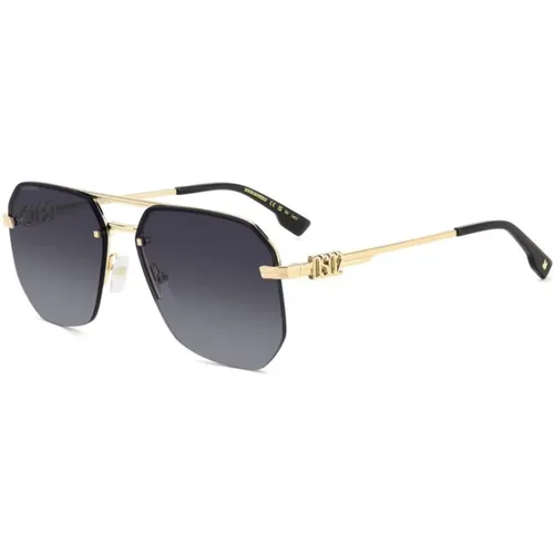 Gold Black Sunglasses Dark Grey Shaded , male, Sizes: 60 MM - Dsquared2 - Modalova