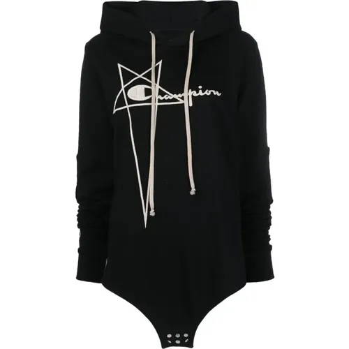 Logo-Embroidered -Cotton Hoodie , female, Sizes: L, XS, M, XL, S - Rick Owens - Modalova