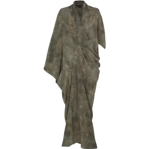 Silk Dejavu Print Kimono Dress , female, Sizes: L - Cortana - Modalova