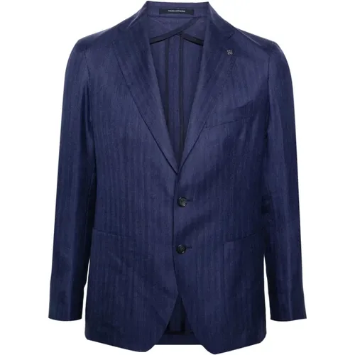 Herringbone Jacket Brooch Detail , male, Sizes: XL, L, 2XL - Tagliatore - Modalova