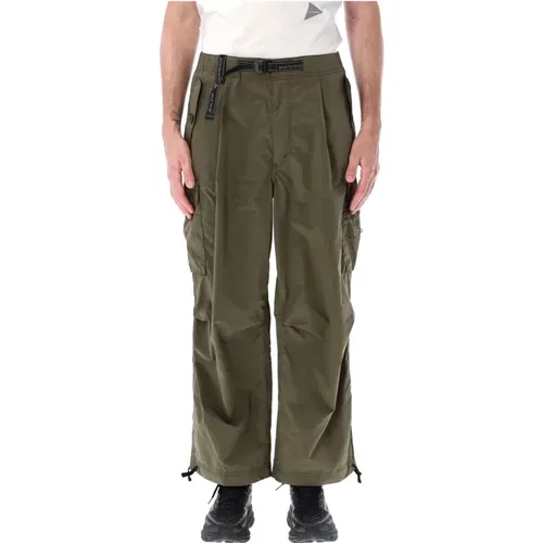 Khaki Cargo Pants Oversized Style , male, Sizes: L - And Wander - Modalova