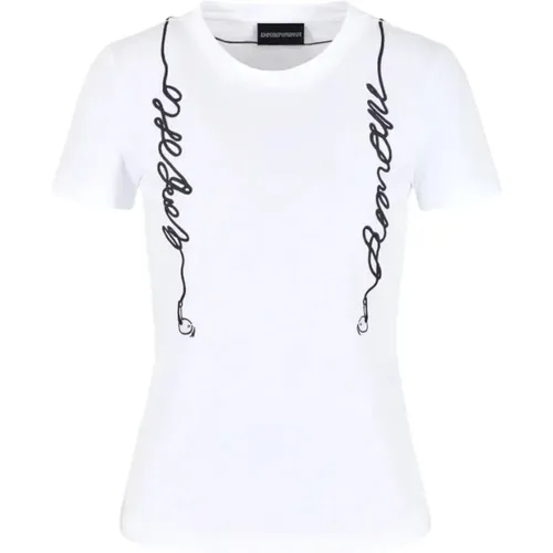 Casual Baumwoll T-Shirt , Damen, Größe: L - Emporio Armani - Modalova