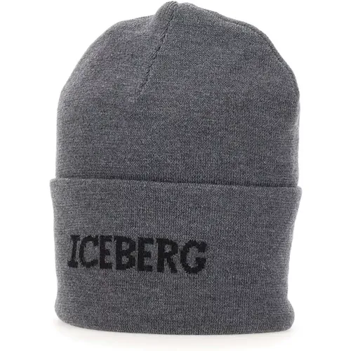 Men's Wool Cap Grey , male, Sizes: ONE SIZE - Iceberg - Modalova