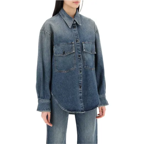 Denim overshirt by , female, Sizes: S - Khaite - Modalova