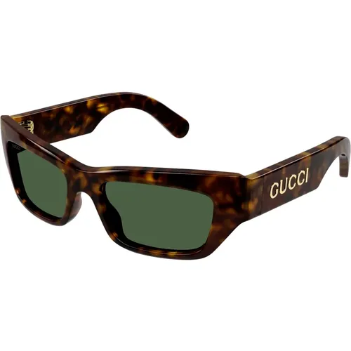 Havana/Green Sunglasses Gg1296S , male, Sizes: 55 MM - Gucci - Modalova