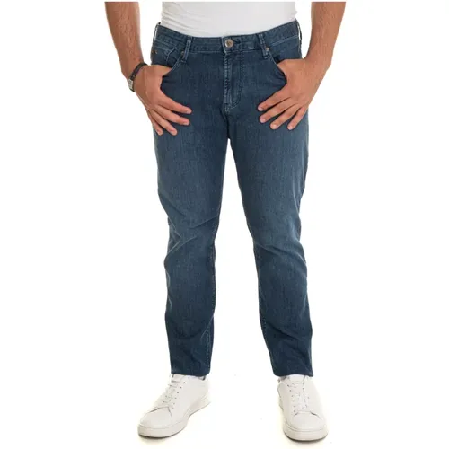 Stone Washed Denim Jeans mit Top-Reißverschluss - Emporio Armani - Modalova