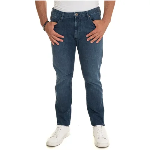 Stone Washed Denim Jeans mit Top-Reißverschluss , Herren, Größe: W30 - Emporio Armani - Modalova