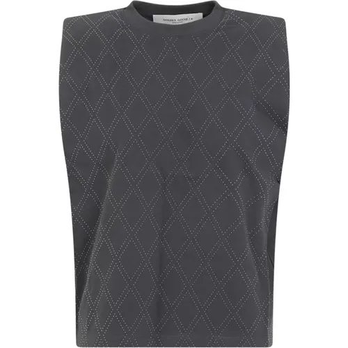 Studded Rhombus Grey Cotton T-shirt , female, Sizes: M, S, XS - Golden Goose - Modalova