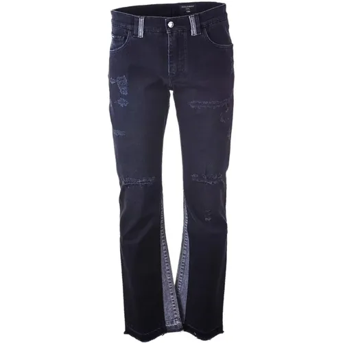 Men's Slim Broken Jeans , male, Sizes: L - Dolce & Gabbana - Modalova
