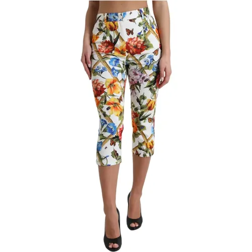 Exquisite Blumen High Waist Cropped Hose - Dolce & Gabbana - Modalova