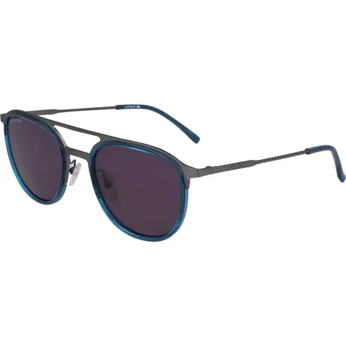Gunmetal Blue Sonnenbrille,Mode Sonnenbrille Braune Verlaufslinse,Stilvolle Sonnenbrille in Grau/Transparent,Stilvolle Sonnenbrille Braun Verlauf - Lacoste - Modalova