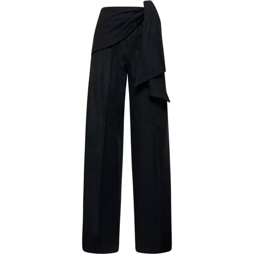 Dark Grey Wool Trousers Wide Leg , female, Sizes: XS, S - Max Mara - Modalova