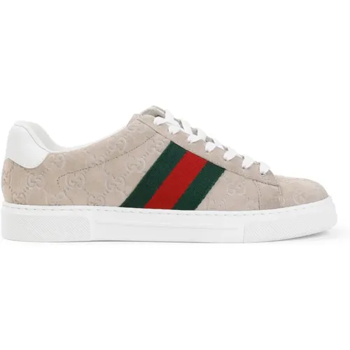 Ace Sneakers Oatmeal VRV Style , male, Sizes: 8 UK, 10 1/2 UK, 8 1/2 UK - Gucci - Modalova