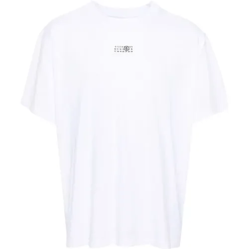 Weißes T-Shirt mit numerischem Logo - MM6 Maison Margiela - Modalova