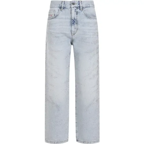 Blaue Kristallverzierte Jeans , Damen, Größe: W26 - Diesel - Modalova