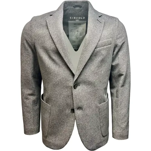 Grauer Glencheck Flanell Jersey Blazer , Herren, Größe: 2XL - Circolo 1901 - Modalova