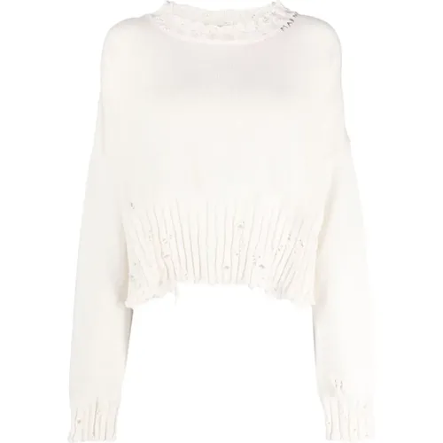 Distressed Ivory Sweater , female, Sizes: S - Marni - Modalova