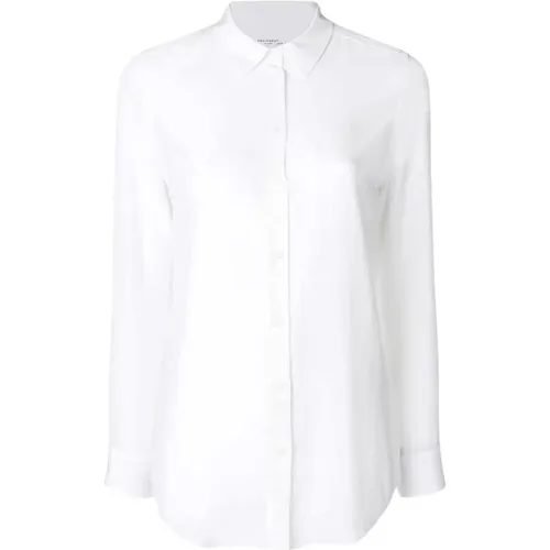 Slim Long Sleeve Shirt with Crepe de Chine Collar , female, Sizes: S - Equipment - Modalova