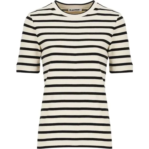 Striped Cotton T-shirt for Women , female, Sizes: M, S, XS - Jil Sander - Modalova