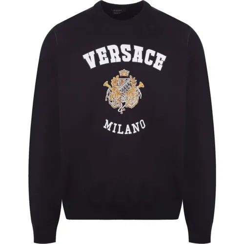 Luxury Cotton Sweatshirt for Men , male, Sizes: M - Versace - Modalova