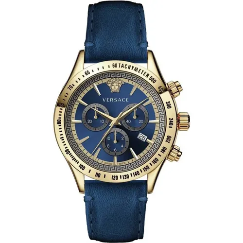 Classic Leather Gold Chronograph Watch , male, Sizes: ONE SIZE - Versace - Modalova