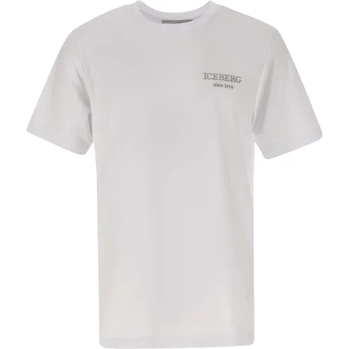Herren Weißes Baumwoll-T-Shirt mit Logo , Herren, Größe: XL - Iceberg - Modalova