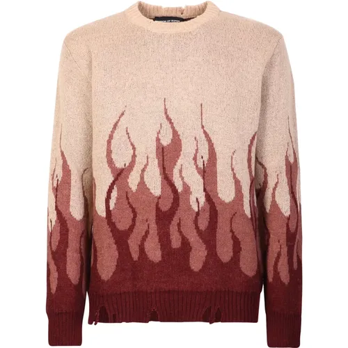 Double Flames jumper with a distressed finish by . Functional and innovative design come together to give life to this inimitable garment , male, Size - Vision OF Super - Modalova