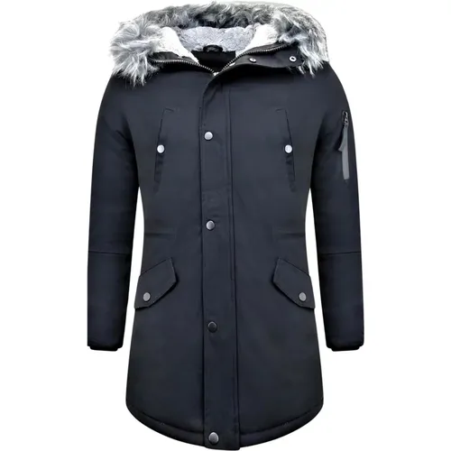 Long Winter Jackets - Faux Fur Collar , male, Sizes: L, S, M - Enos - Modalova