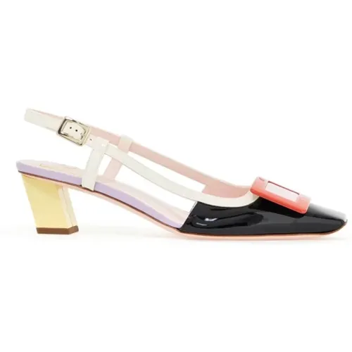 Color Block Patent Leather Slingback Pumps , female, Sizes: 3 UK, 4 UK - Roger Vivier - Modalova