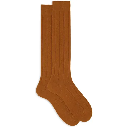 Herren lange einfarbige gelbe gerippte Socken - Gallo - Modalova