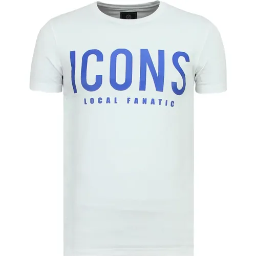 T Shirt Icons Print - Herrenpullover Neu - 6361W , Herren, Größe: XL - Local Fanatic - Modalova