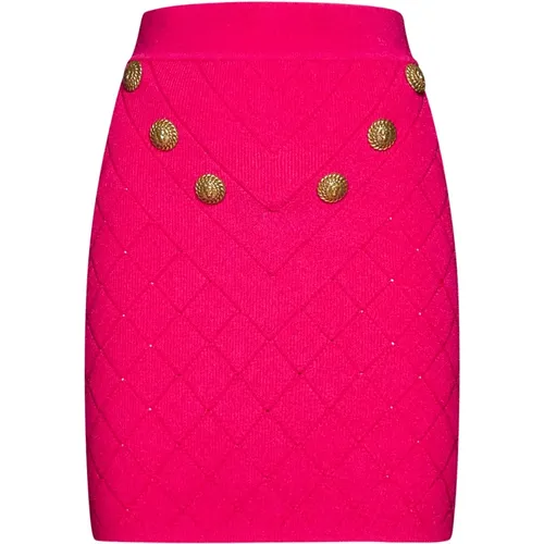 Fuchsia Diamond Pattern Skirt , female, Sizes: M, XS, S - Balmain - Modalova