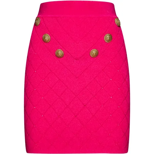 Fuchsia Rock mit Diamantmuster , Damen, Größe: XS - Balmain - Modalova