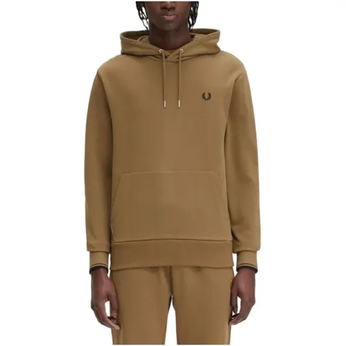 Brauner Hoodie mit ikonischen Details , Herren, Größe: M - Fred Perry - Modalova