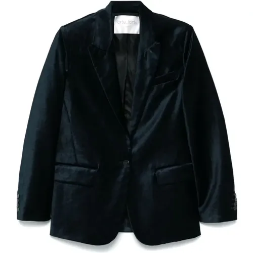 Velvet Jacket Peak Lapels , female, Sizes: L, M - Forte Forte - Modalova