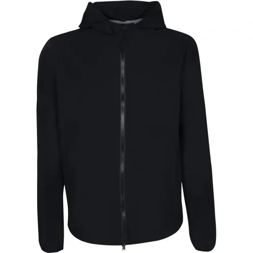 Schwarze Nylon Kapuzenreißverschlussjacke , Herren, Größe: 2XL - Herno - Modalova