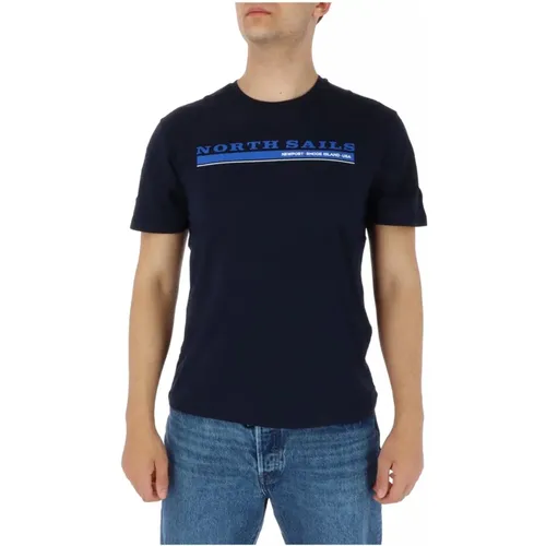 Blau Bedrucktes Herren T-Shirt , Herren, Größe: M - North Sails - Modalova