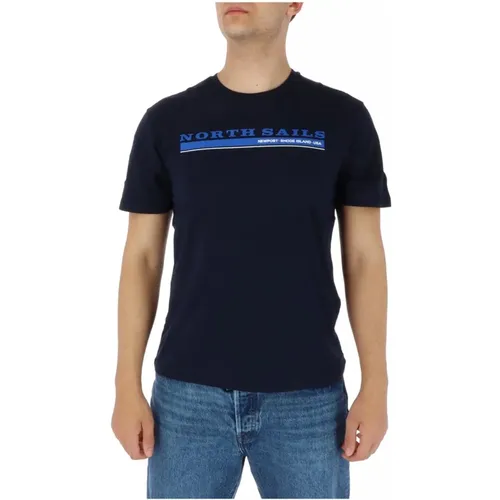 Blau Bedrucktes Herren T-Shirt , Herren, Größe: XL - North Sails - Modalova