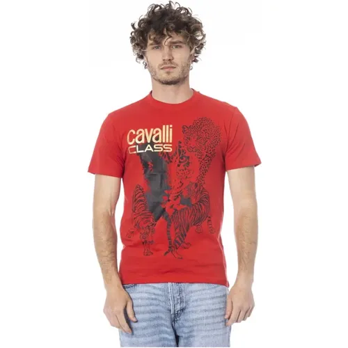 Logo-Druck Kurzarm T-Shirt , Herren, Größe: L - Cavalli Class - Modalova