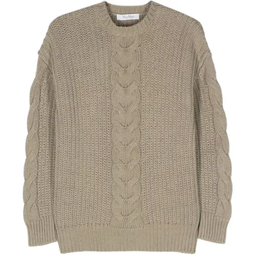 Cable-Knit Crewneck Jumper Sweaters , Damen, Größe: M - Max Mara - Modalova